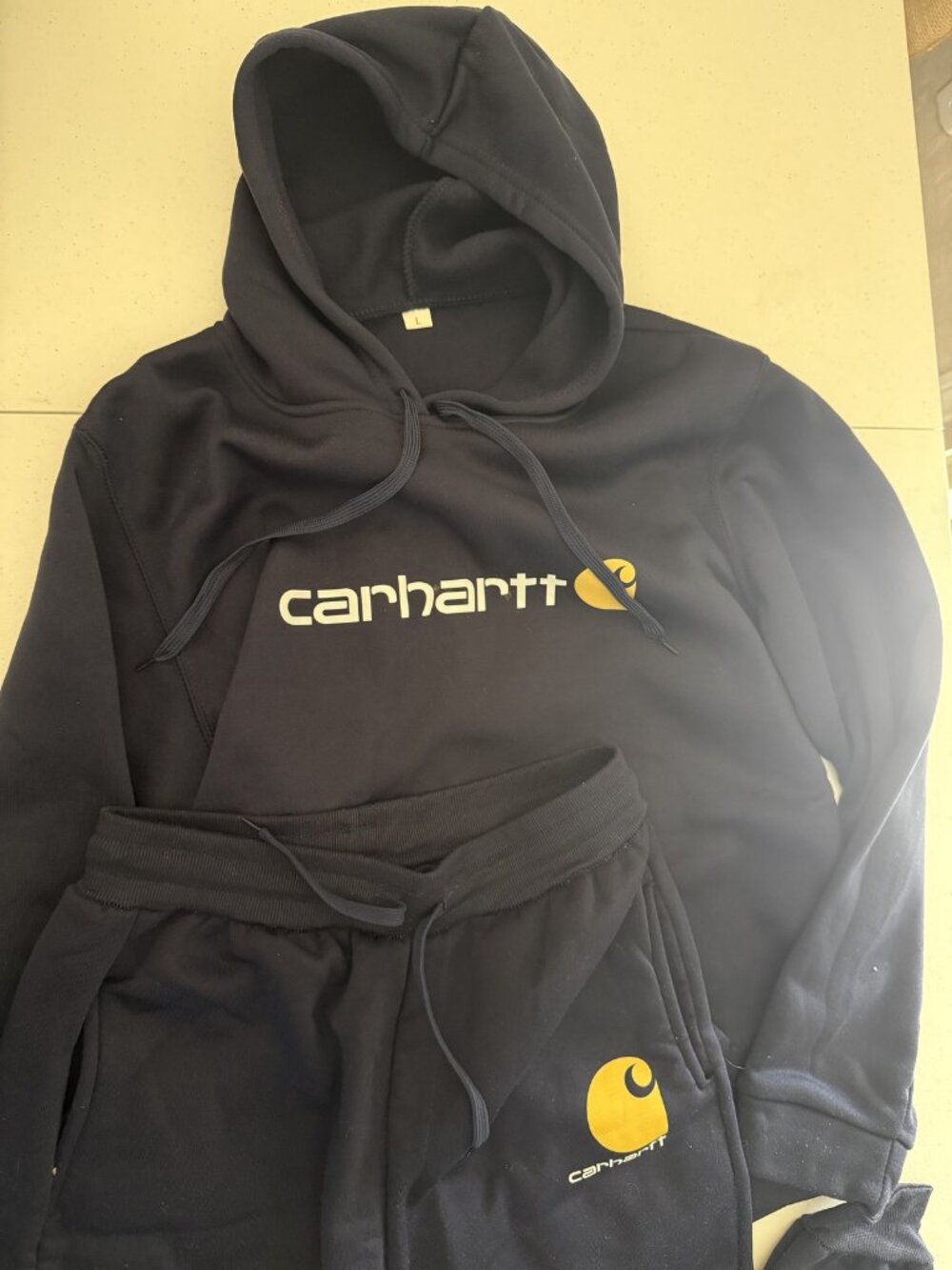 Carhartt Navy Logo Hoodie + Sweatpants Set Size L (Fits Women's SM)